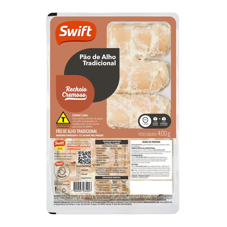 PÃO DE ALHO BAGUETE TRADICIONAL SWIFT 400G