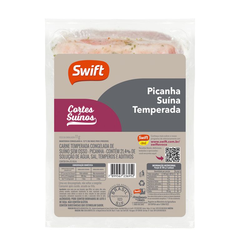 PICANHA SUÍNA TEMPERADA SWIFT DE 0,3KG A 1,3KG